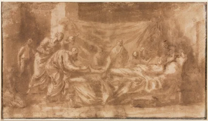 Extrême-onction (recto) ; Trois têtes et autres croquis (verso)