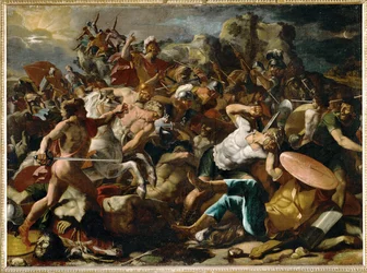 Victoire de Josué sur les Amorites (peinture sur toile)