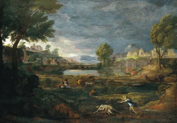 Paysage pendant un orage avec Pyrame et Thisbé