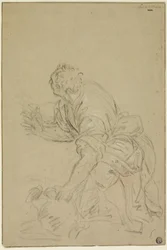 Homme agenouillé avec une cruche (recto) ; homme debout (verso)