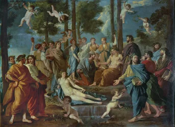 Parnasse, Apollon entouré des muses (peinture sur toile)