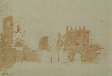 Vue de Rome (lavis sépia sur papier)