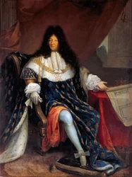 Portrait de Louis XIV tenant le plan de la Maison Royale de Saint-Louis à Saint-Cyr