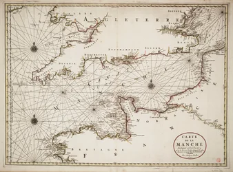Carte de la Manche et des côtes atlantiques du sud de la Grande-Bretagne et du nord de la France