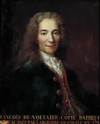 Portrait de François Marie Arouet dit Voltaire (1694 - 1778), écrivain et philosophe français. Copie par Nicolas De Largillière (1656 - 1746)