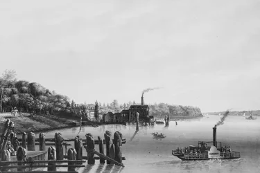 Vue de Hoboken prise depuis le ferry, vers 1838