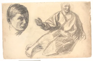 Figure du Christ et une tête