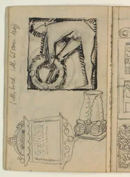 Esquisse pour la tombe de Poul S. Christiansen, études de tombes, mesures