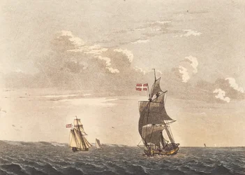 Une galéasse au vent de côté, et une brigantine au vent