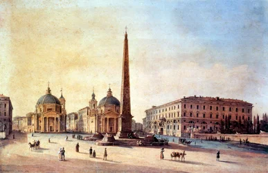 Place du peuple, Rome, Italie 1847, aquarelle de Nikanor Grigoryevich Chernetsov (1805 - 1879). Peintre paysagiste russe.