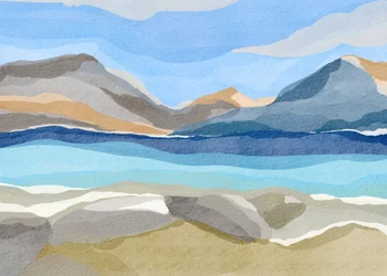 Lac de montagne abstrait et serein
