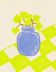 Fleurs fraîches dans un vase bleu