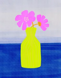 Vase à fleurs rose vif