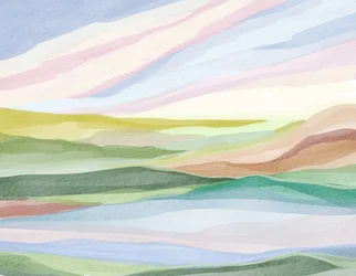 Collines aux tons pastel en gradins