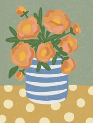 Nature morte florale aux oranges