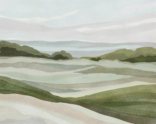 Paysage vallonné aux couleurs pastel