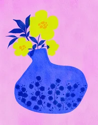 Vase bleu « Fleurs éclatantes »