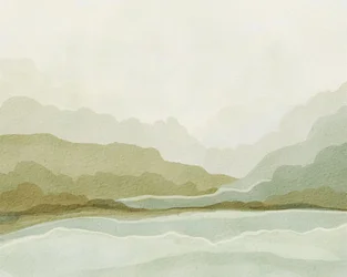 Aquarelle : Montagne et vallée