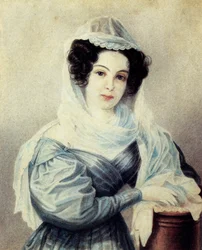 Portrait de Camilla Ivasheva Le Dantieau 1808-1839, épouse du décembriste Vasily Ivashev, 1834