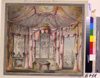 Design intérieur pour le boudoir de la maison du comte Bezborodko à Moscou, années 1790
