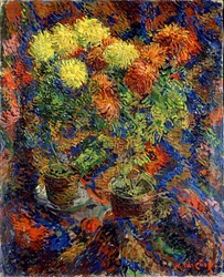 Chrysanthèmes sur un tapis oriental