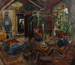 Intérieur avec un berceau, vers 1925