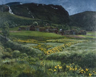 Nuit de juin et vieille cour de Norvège occidentale
