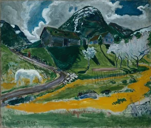 Printemps avec cheval blanc