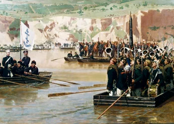 Les Russes traversant le Danube à Svishtov en juin 1877