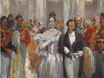 Alexandre Pouchkine avec sa femme au bal