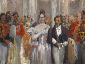 Alexandre Pouchkine avec sa femme au bal