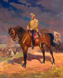 Portrait du Grand-Duc Nikolaï Nikolaïevitch 1856-1929 à cheval, années 1910