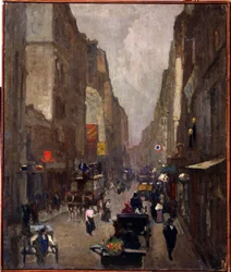 Rue Saint Denis à Paris (Peinture de Nikolai Vasilyevich Dosekin)