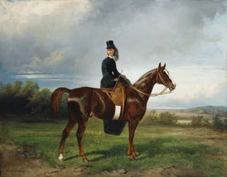 Portrait équestre de Seymourina Poirson, née Cuthbertson, 1863