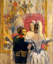 Le poète Alexandre Pouchkine avec sa femme à Anitch