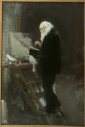 Le peintre Nikolaï Gay au travail