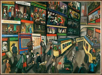 Scène de rue à Berlin (huile sur conglomérat)