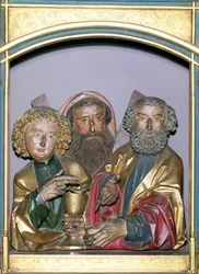 Sculptures en bois de SS. Jean, André et Pierre, de la prédelle du retable d