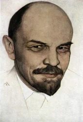 Portrait de Vladimir Ilitch Oulianov dit Lénine (1870 - 1924) dessin au pastel et au crayon de Nicolaï Andreïevitch (1873-1932).