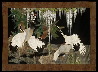 Grues, cycas et glycine, vers 1905