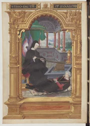 Louise de Savoie tenant un gouvernail, symbole de la régence. Frontispice des Gestes de Blanche de Castille d