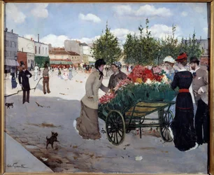 Fleuriste sur le Boulevard Rochechouart à Paris (Marché de la Madeleine)