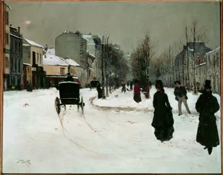 Le boulevard de Clichy sous la neige (peinture sur toile)