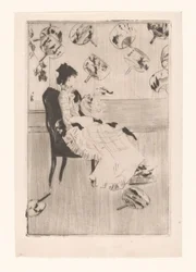 Femme assise, entourée d