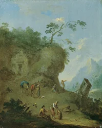 Cabane sur une hauteur boisée