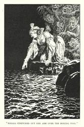 "Rosana étend son bras au-dessus de la piscine en ébullition" (litho)