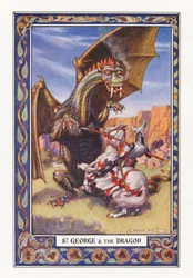 Saint-Georges et le dragon (lithographie couleur)