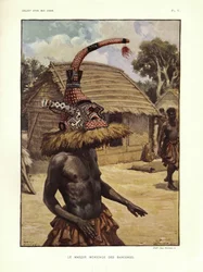 Le Masque mokenge des Bangongo, illustration de "Notes ethnographiques sur les peuples communément appelés Bakuba...", par Emil Torday