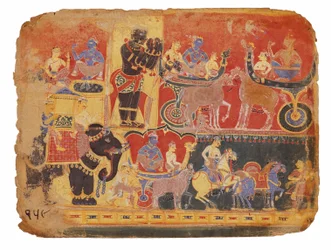Illustration pour le Bhagavata Purana le
Rukmini-Haran, première moitié du XVIe siècle