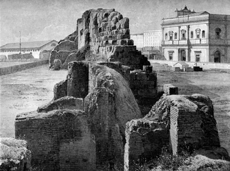 Restes du mur servien près de la gare, Rome, 1902